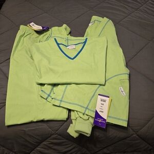 NWT Women's Peaches Scrubs Lime Green 3 Piece Set Pants Shirt Jacket Size 2XL